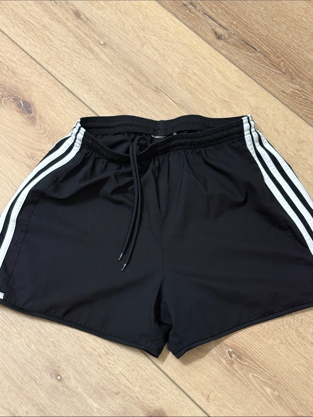 adidas Black Athletic Shorts with White Side Stripes